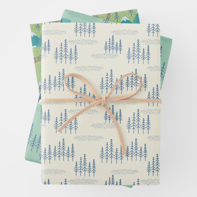 elegantes Walddiagramm Geschenkpapier Set (Beispiel)