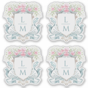Elegantes Wappen der Rose mit Bow   Monografische  Aufkleber
