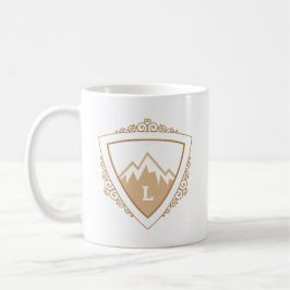 Elegantes Wappen einer Bergkette mit Monogramm Kaffeetasse