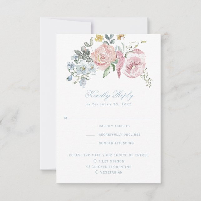 Elegantes Wappen für Blumenreath | Monogramm-Hochz RSVP Karte (Vorderseite)