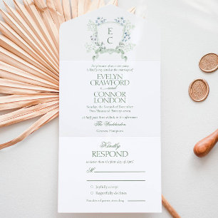 Elegantes Wappen Hochzeit All In One Einladung