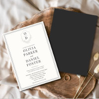 Elegantes Wappen Kohle Grau Moderne Hochzeit