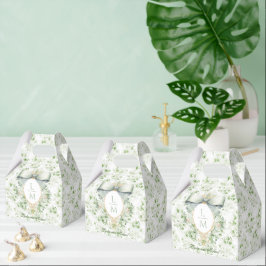Elegantes Wappen mit einem grünen Bön | Hochzeit Geschenkschachtel