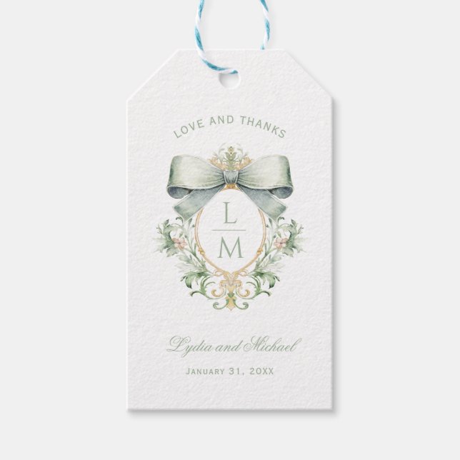 Elegantes Wappen mit einem grünen Bön | Monografis Geschenkanhänger (Vorderseite)