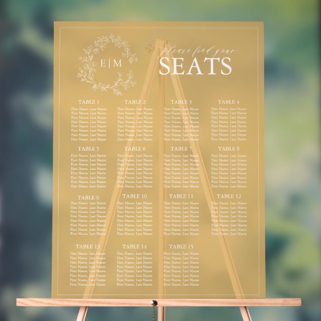 Elegantes Wappen mit Goldleafy Monogram Acrylschild (Neutral)