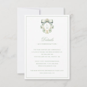 Elegantes Wappen mit Green Bow Details Einsteckkar Dankeskarte