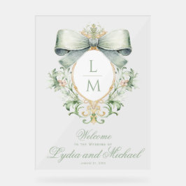 Elegantes Wappen mit Grünen Bögen Begrüßung Acrylschild