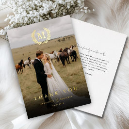 Elegantes Wappen Monogram 1 Foto Vielen Dank für I Folieneinladung