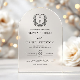 Elegantes Wappen Monogram Wedding Elegant Acryleinladungen