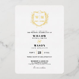 Elegantes Wappen Monogram Wedding Folieneinladung