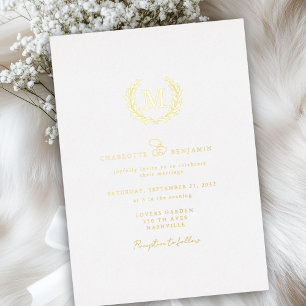 Elegantes Wappen Monogram Wedding Folieneinladung