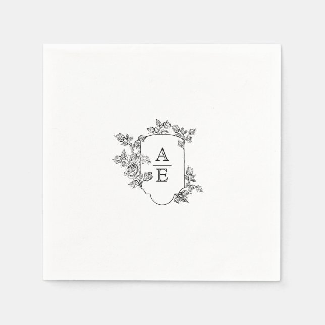 Elegantes Wappen Monogram Wedding Napkin Serviette (Vorderseite)