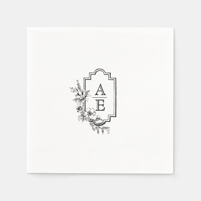 Elegantes Wappen Monogram Wedding Napkin Serviette (Vorderseite)