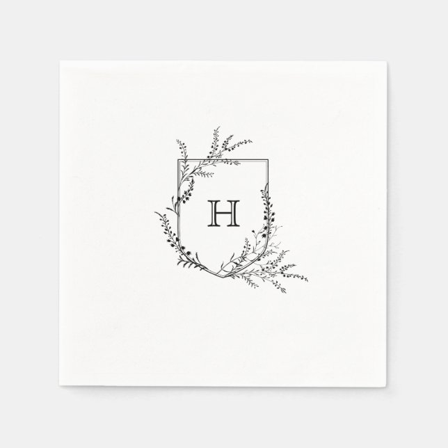Elegantes Wappen Monogram Wedding Napkin Serviette (Vorderseite)