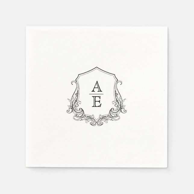 Elegantes Wappen Monogram Wedding Napkin Serviette (Vorderseite)