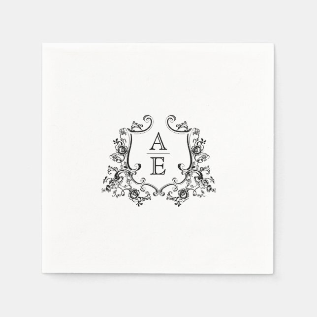 Elegantes Wappen Monogram Wedding Napkin Serviette (Vorderseite)