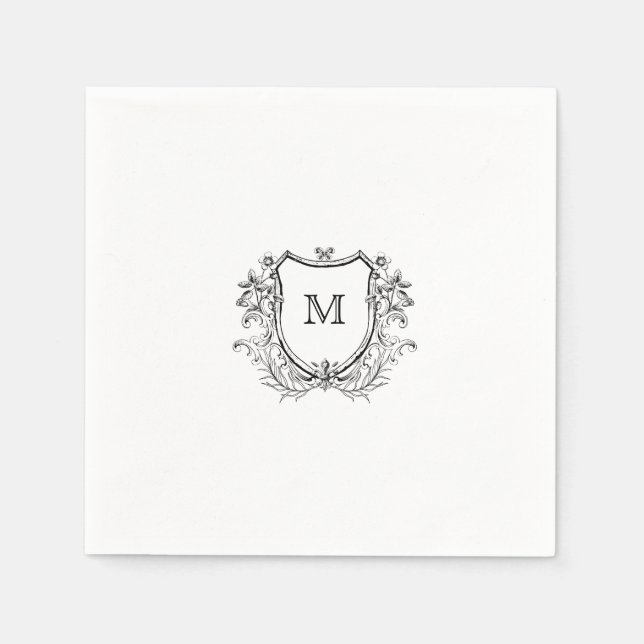 Elegantes Wappen Monogram Wedding Napkin Serviette (Vorderseite)