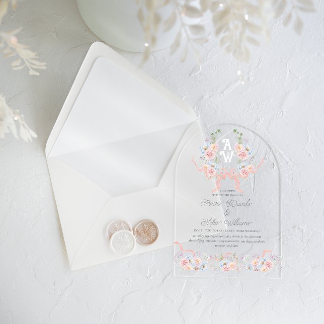 Elegantes Wappen-Monogramm-Hochzeit Acryleinladungen (Von Creator hochgeladen)