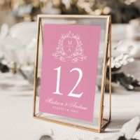Elegantes Wappen Monogramm Rose Rosa Hochzeit