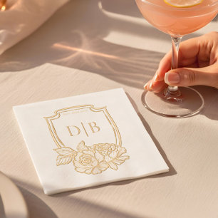 Elegantes Wappen Paare Monogramm Hochzeitstag Servietten Mit Folie