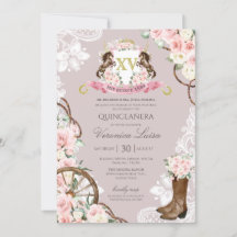 Elegantes Wappen Rosa Grau Charro Quinceanera