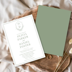 Elegantes Wappen Sage Green Minimalistisch Moderne Einladung