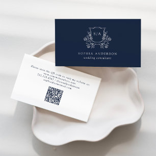 Elegantes Wappen und Monogramm   Dark Navy Blue Visitenkarte
