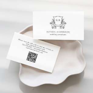 Elegantes Wappen und Monogramm   Schwarz und Weiß Visitenkarte