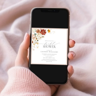 Elegantes warmes, blumengeschmücktes Brautparty Einladung