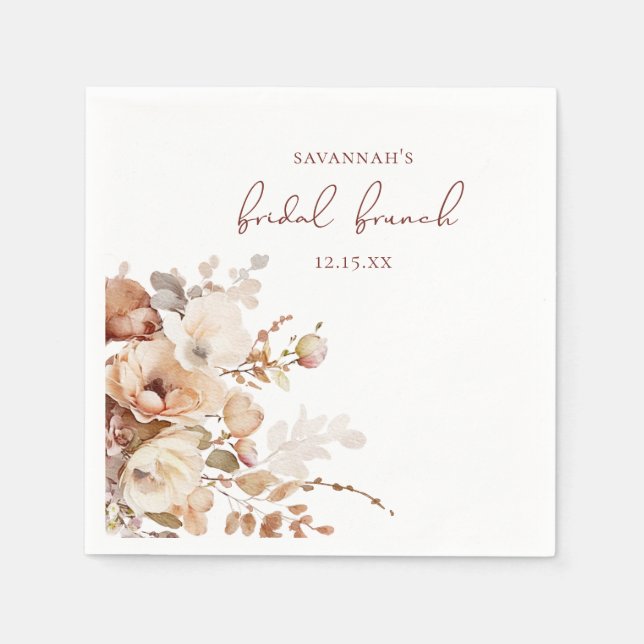 Elegantes warmes Blush-Brautparty Serviette (Vorderseite)