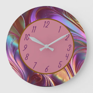 Elegantes Warmes Rosen-Irideszenz-Swirbel-Abstrakt Große Wanduhr