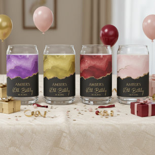 Elegantes Wasserfarbe-Gold-Marmor-Personalisiert Dosenglas