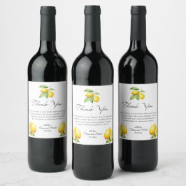 elegantes Wasserfarbe-Limoncello-Hochzeit-Dankesch Weinetikett