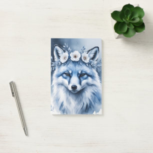 Elegantes Wasserfarben-Arktis-Fuchs-Blumen-Notizbu Post-it Klebezettel