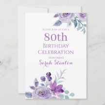 Elegantes Wasserfarben-Blumen-80. Geburtstag