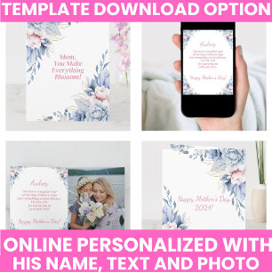 Elegantes Wasserfarben-Blumen-Andenken zum Muttert Karte