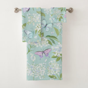 Elegantes Wasserfarben-Blumen-Dekor auffällig Badhandtuch Set
