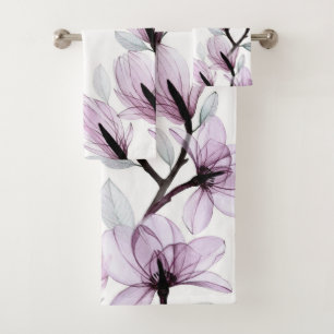 Elegantes Wasserfarben-Blumen-Dekor auffällig Badhandtuch Set