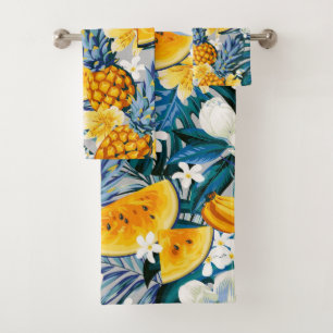 Elegantes Wasserfarben-Blumen-Dekor auffällig Badhandtuch Set