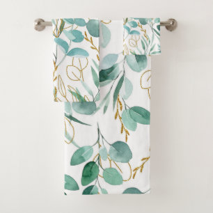 Elegantes Wasserfarben-Blumen-Dekor auffällig Badhandtuch Set