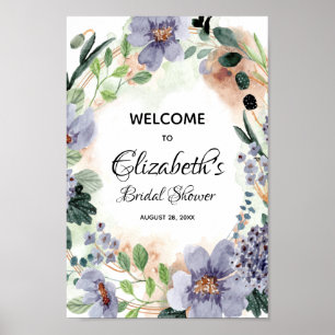 Elegantes Wasserfarben-Blumen-Hochzeitsdusche-Schi Poster