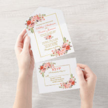 Elegantes Wasserfarben-Blumen-Korallen-Gold