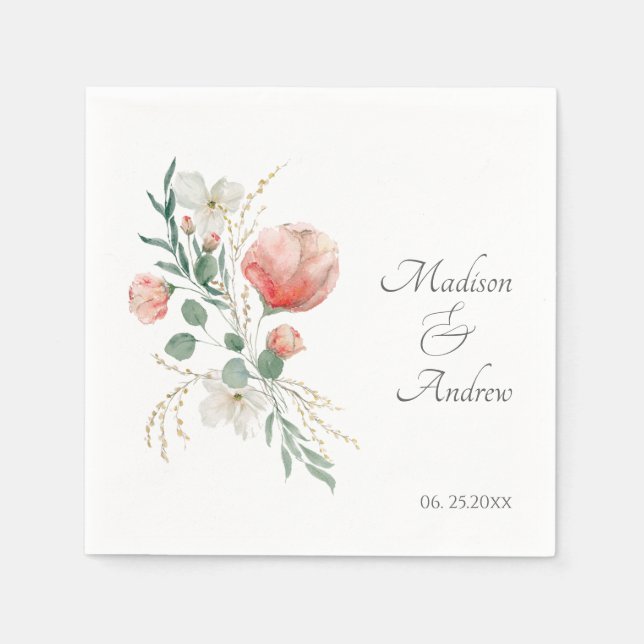 Elegantes Wasserfarben-Blumen-Papiertuch Serviette (Vorderseite)