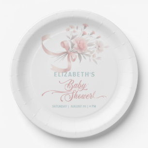 Elegantes Wasserfarben-Blumenstrauß-Baby-Shower Pappteller
