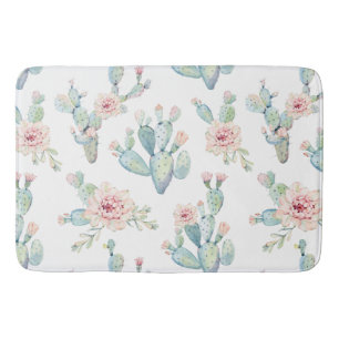 Elegantes Wasserfarben-Boho-Kakteen-Muster Badematte