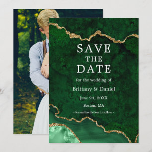 Elegantes Wasserfarben-Grünmarmor-Achat-Geoden-Fot Save The Date