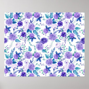 Elegantes Wasserfarben-Lila-Blumenbouquet Poster