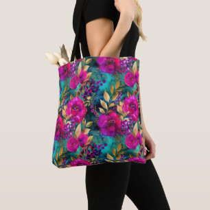 Elegantes Wasserfarben-Lila- und Türkisblumenmuste