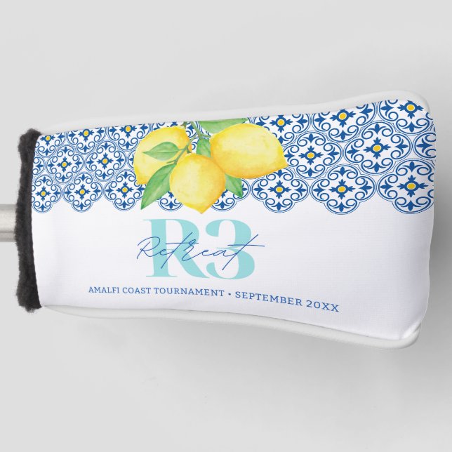 Elegantes Wasserfarben-Limonen-Mittelmeer-Fliesen- Golf Headcover (Vorderseite)