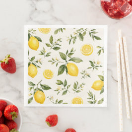 Elegantes Wasserfarben-Limonenblüten-Botanikmuster Serviette
